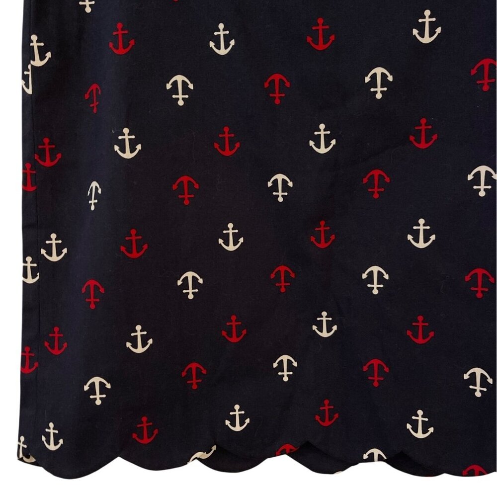 Talbots Women Skirt Size 10 Anchor Print Scallop Hem Nautical Preppy Coastal - Picture 7 of 10